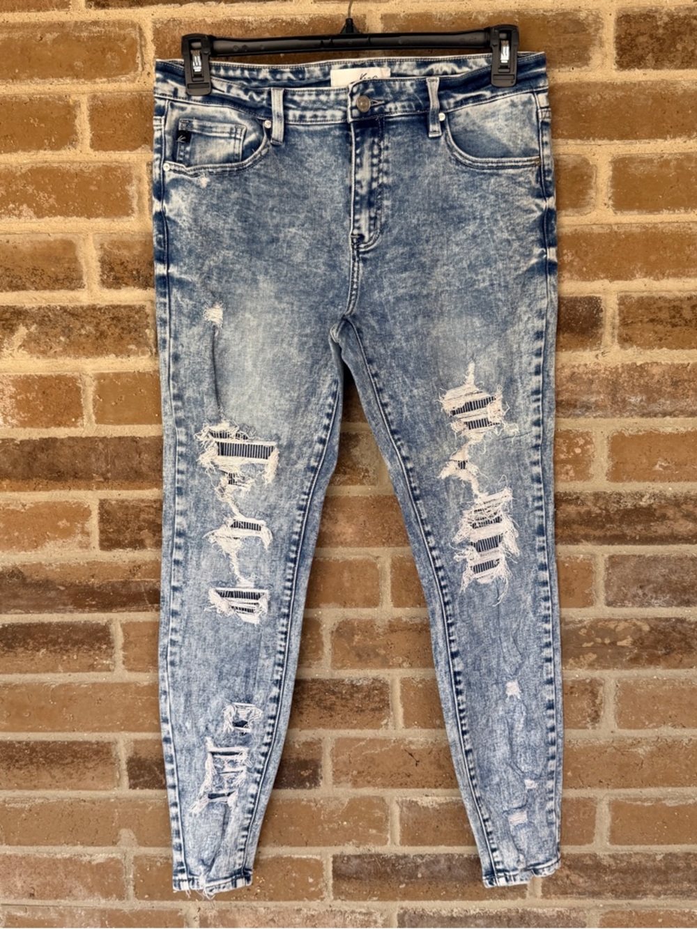 KanCan Womens Distressed Acid Wash Skinny Jeans - Light Blue